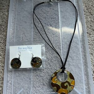Lia Sophia Multicolor Pendant Necklace and Earring Set